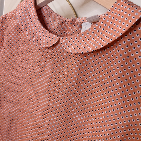 PeterPan Collar Orange w/white dots Bow Blouse - Picture 2 of 5